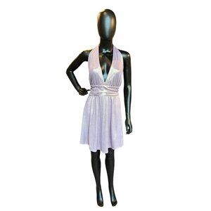 Lavender/Gold Halter Mid-Length Dress